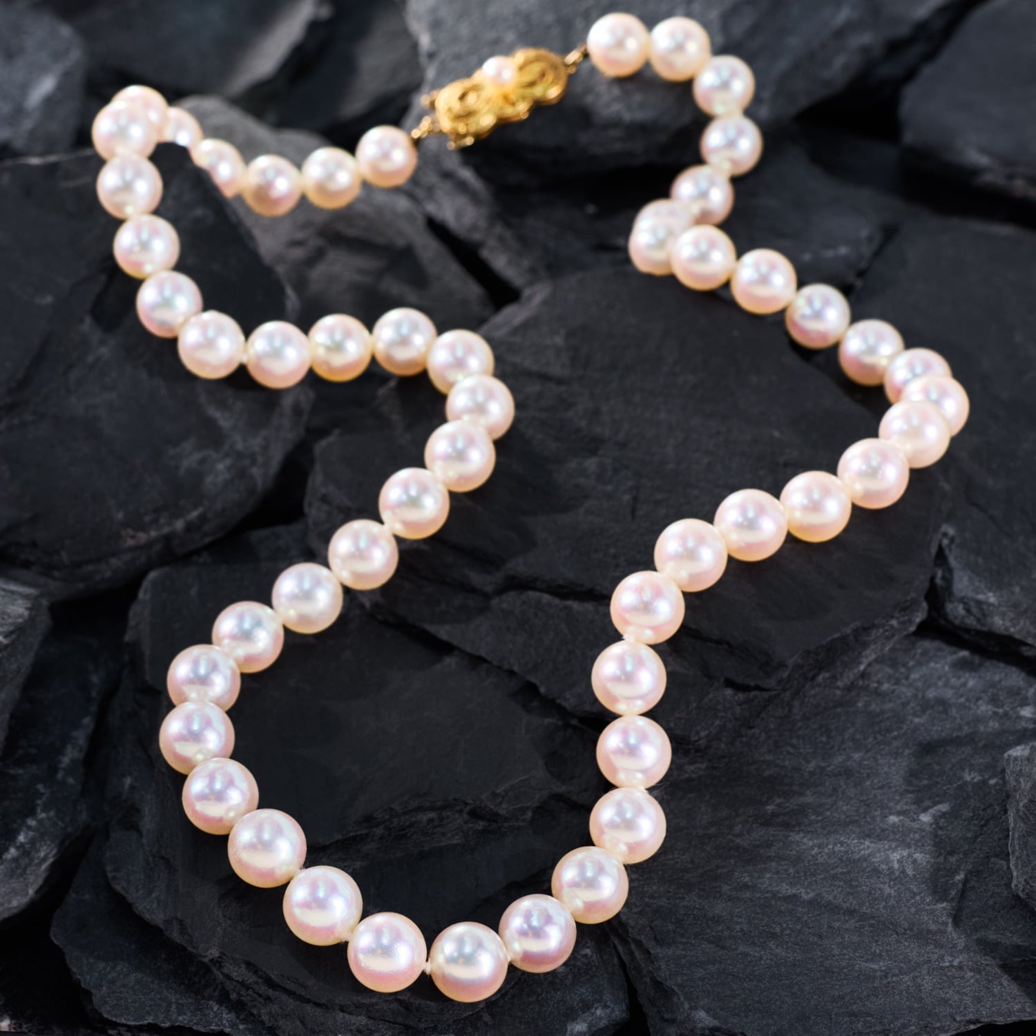 Mikimoto Pearl Strand Necklace w/ 18K Yellow Gold Clasp
