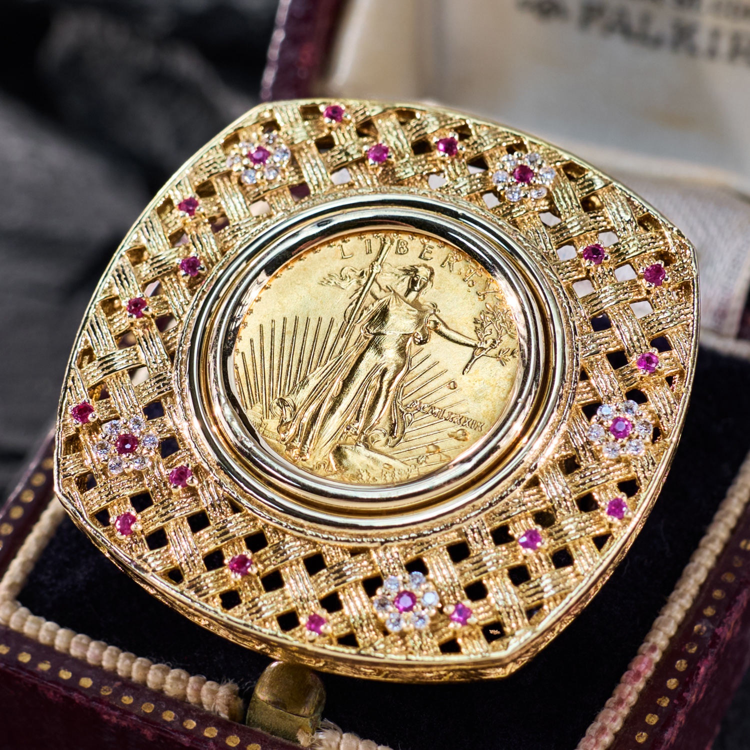 1989 $5 American Eagle Coin Cocktail Ring 14K Yellow Gold