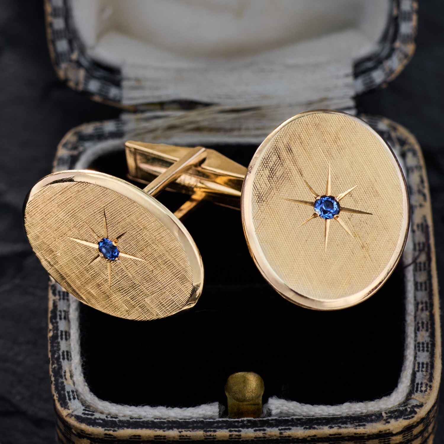 TIFFANY&Co. ヴィンテージ ラウンド カフリンクス Vintage Tiffany & Co. Sapphire Cufflinks 14K Yellow Gold